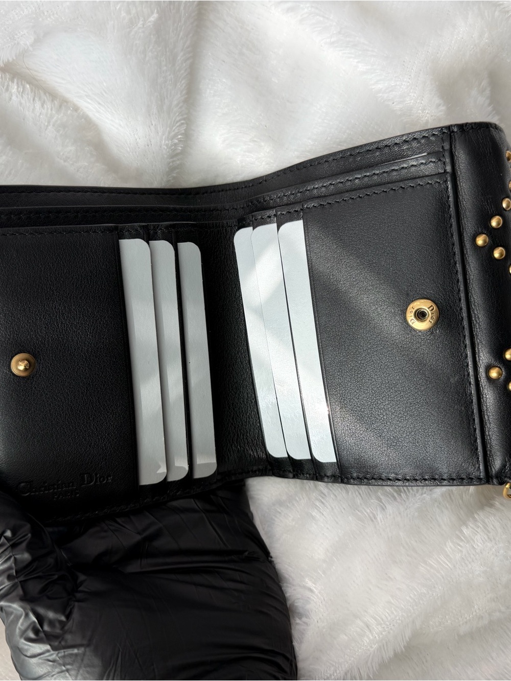 Authentic Christian Dior Lady Dior wallet studded zip around leather wallet - Picture 4 of 10
